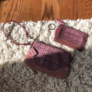 Coach Raspberry Wristlet & Card Case Set